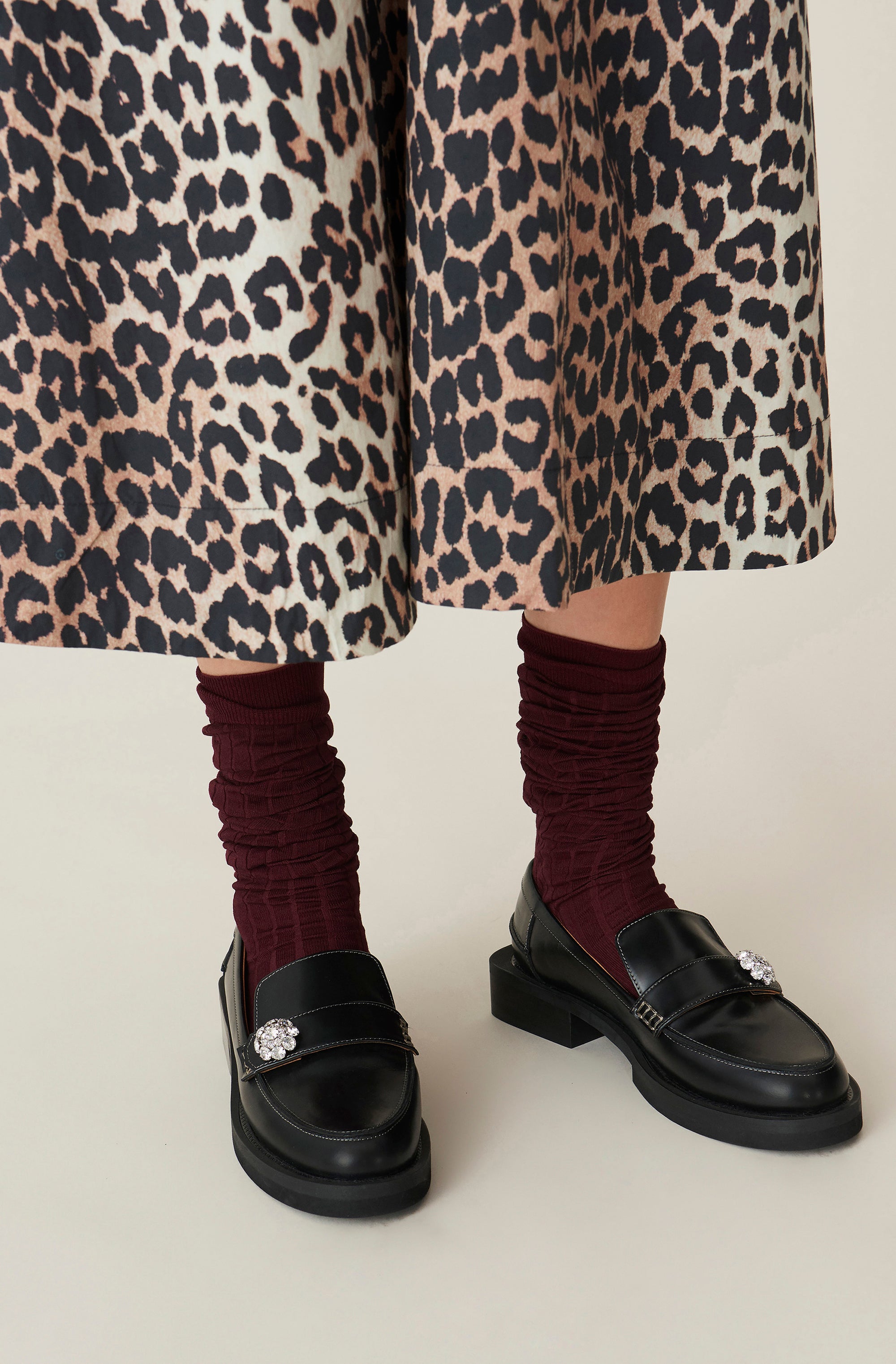 Mocassins avec détail à strass en cuir - Black
