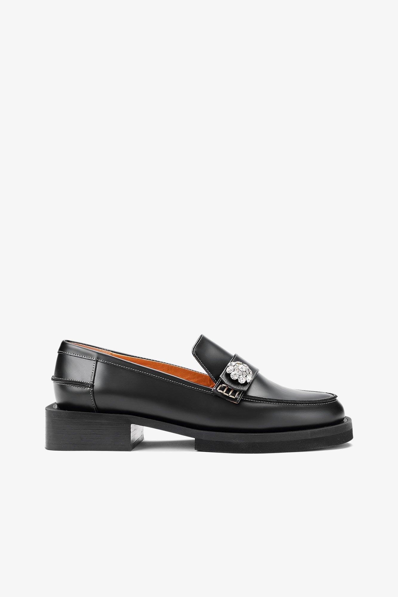 Mocassins avec détail à strass en cuir - Black