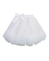 Jupe en tulle parsemé de perles nacrées - Offwhite