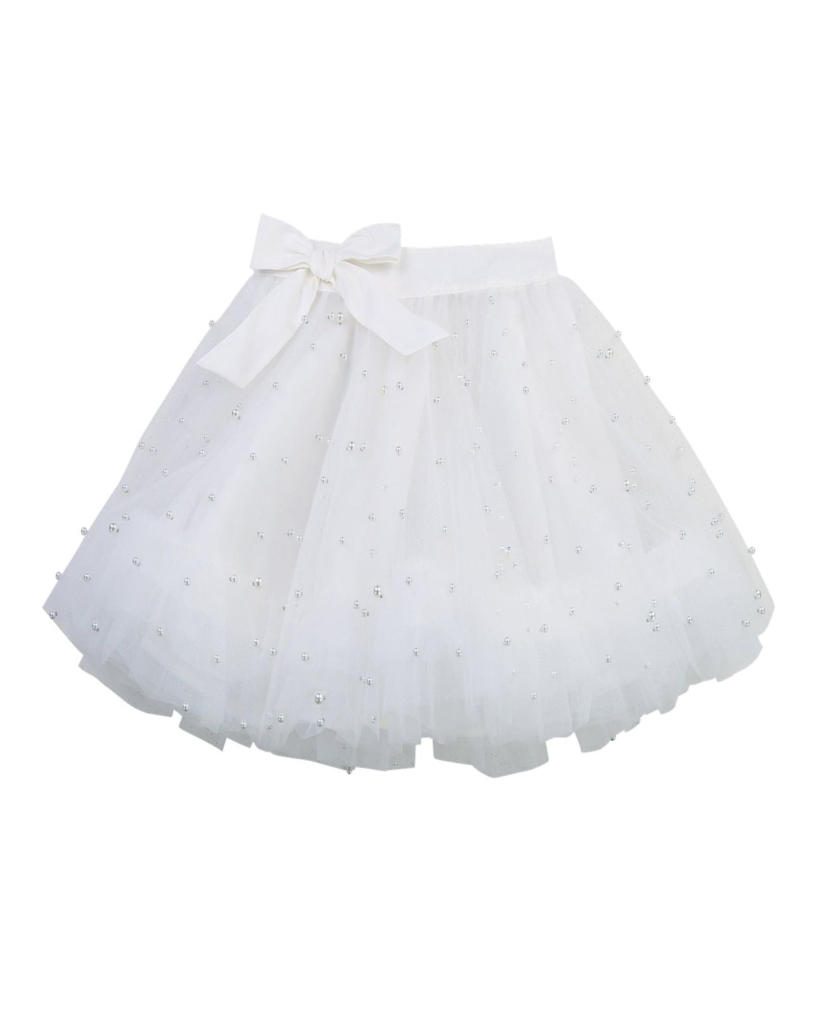 Jupe en tulle parsemé de perles nacrées - Offwhite