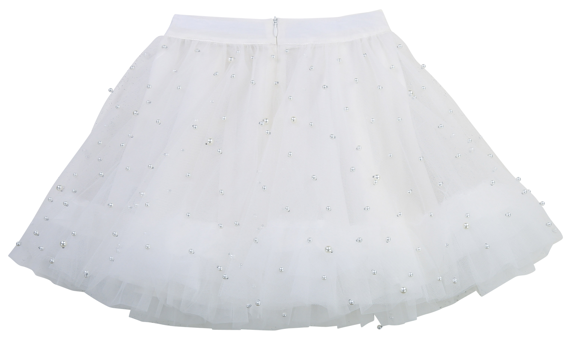 Jupe en tulle parsemé de perles nacrées - Offwhite