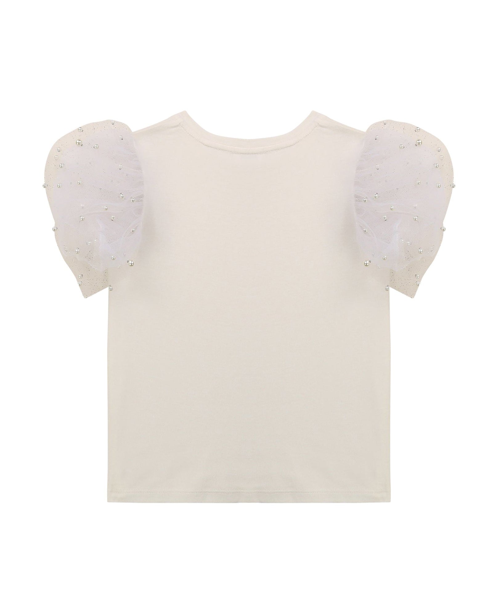 Frilly-sleeved tulle T-shirt - Offwhite