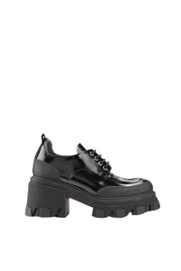Heeled leather loafers - Black