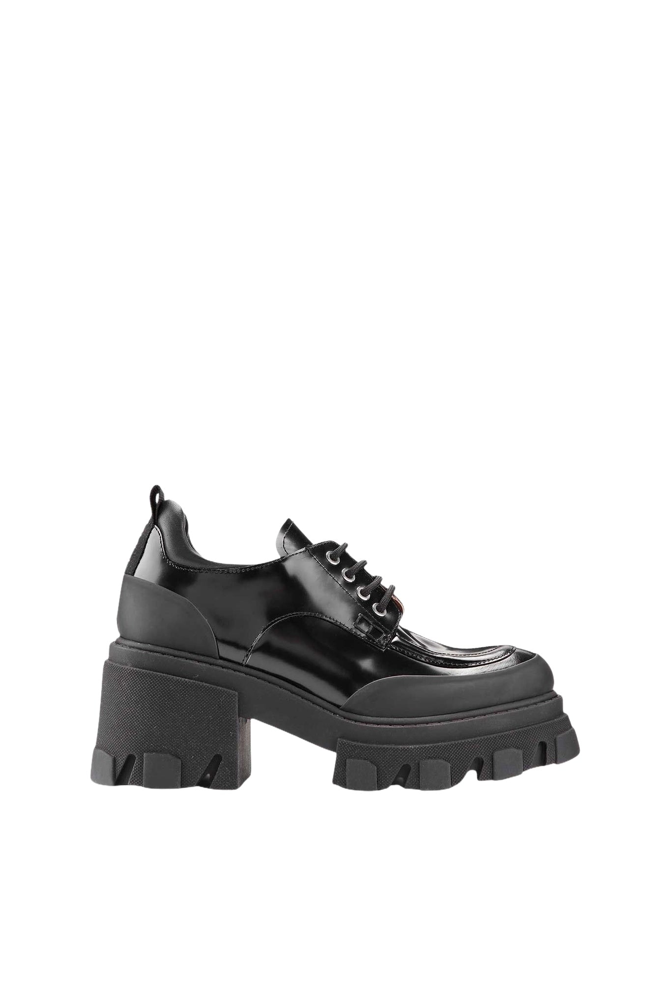 Heeled leather loafers - Black