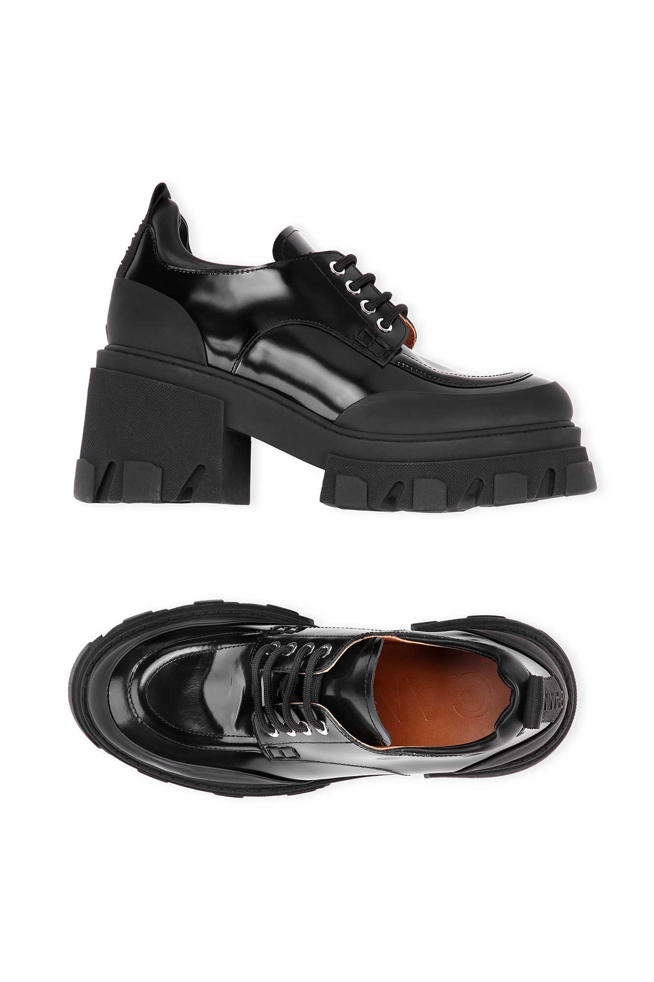 Heeled leather loafers - Black