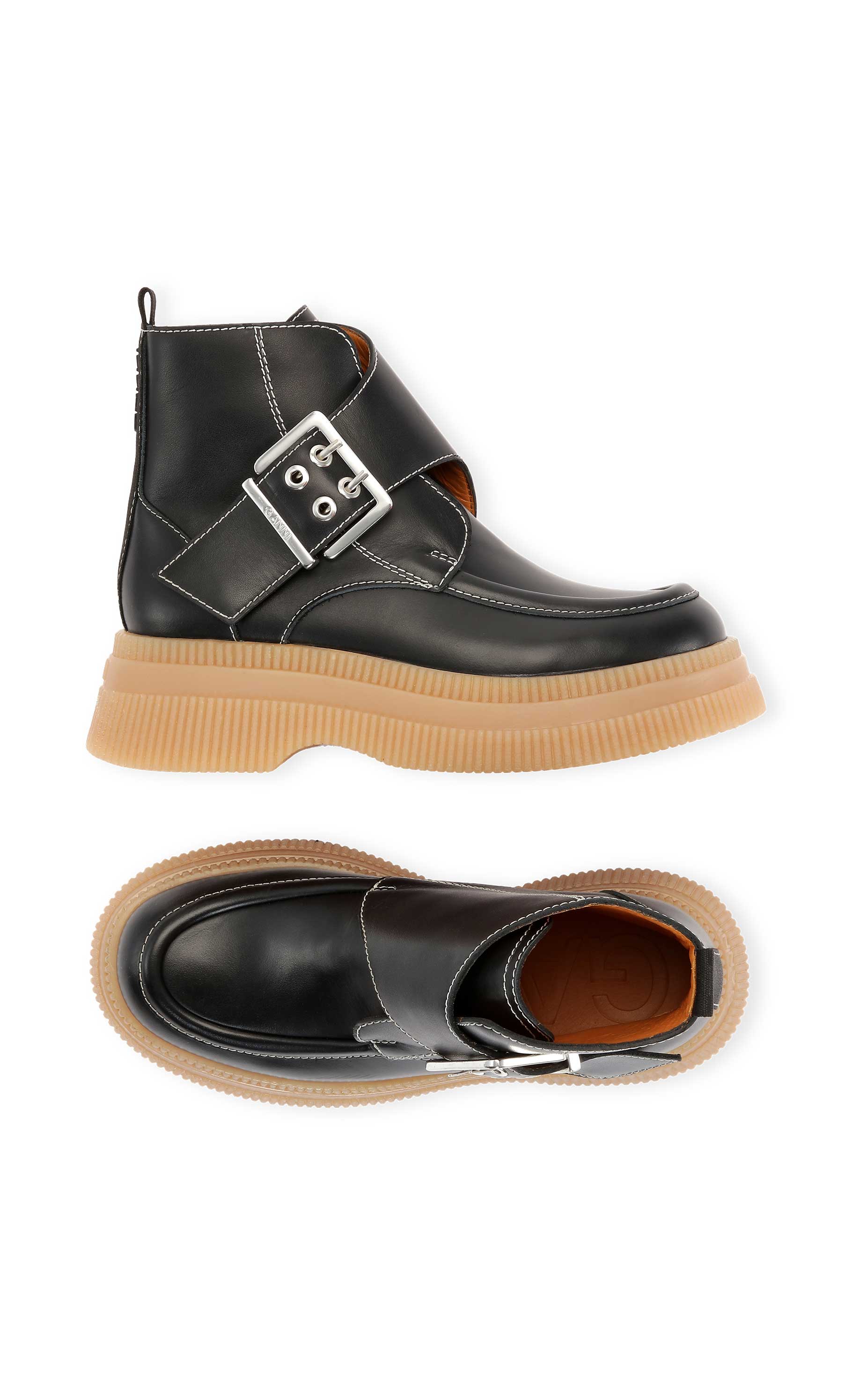 Bottines à lanières en cuir - Black