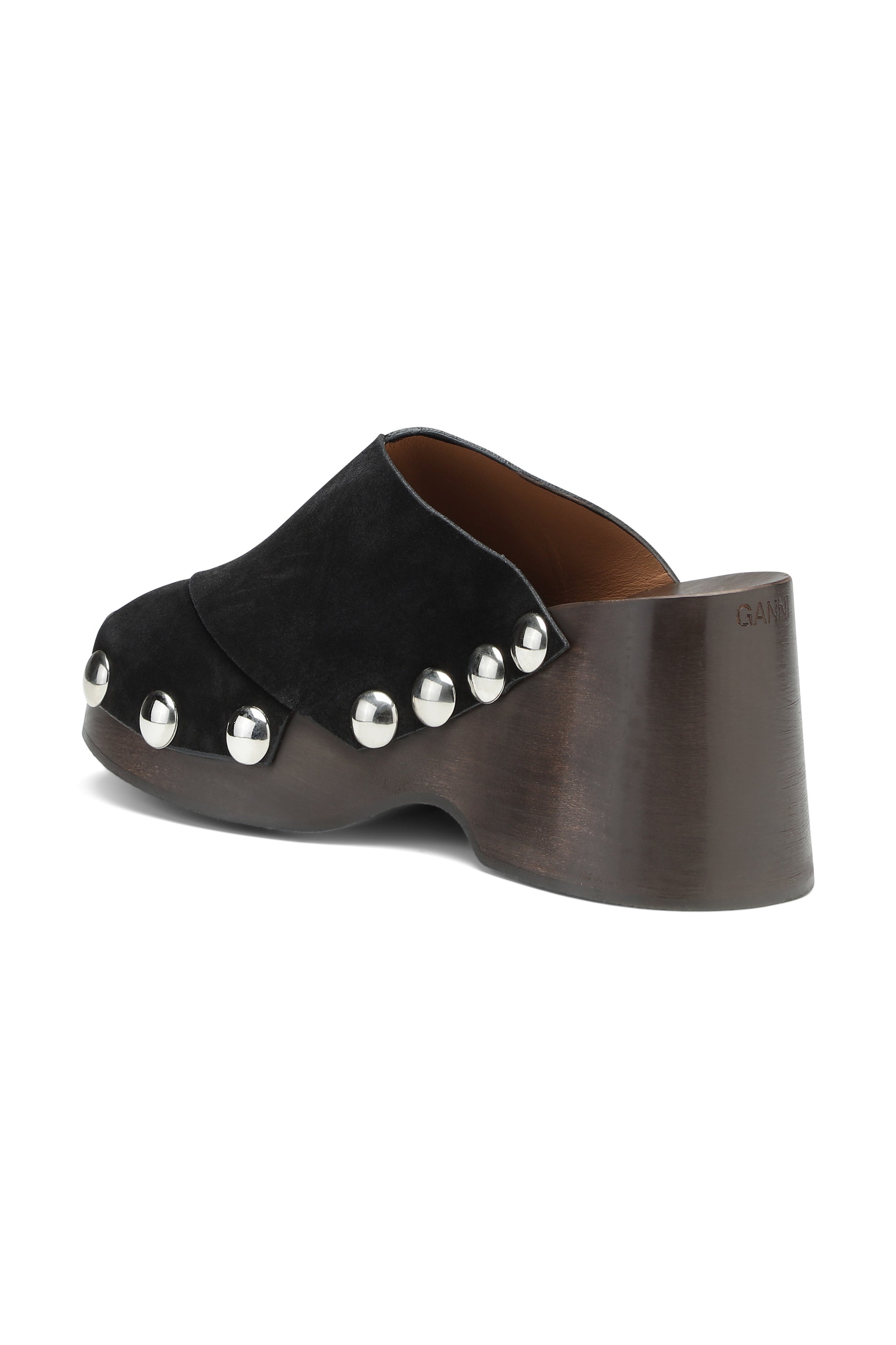 Sabots à semelle compensée en cuir - Black