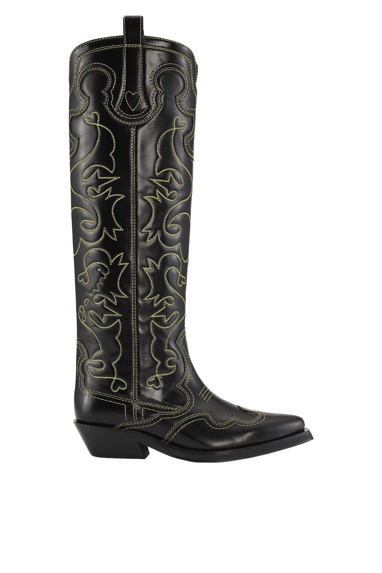 Bottes Western brodées en cuir - Black & Yellow