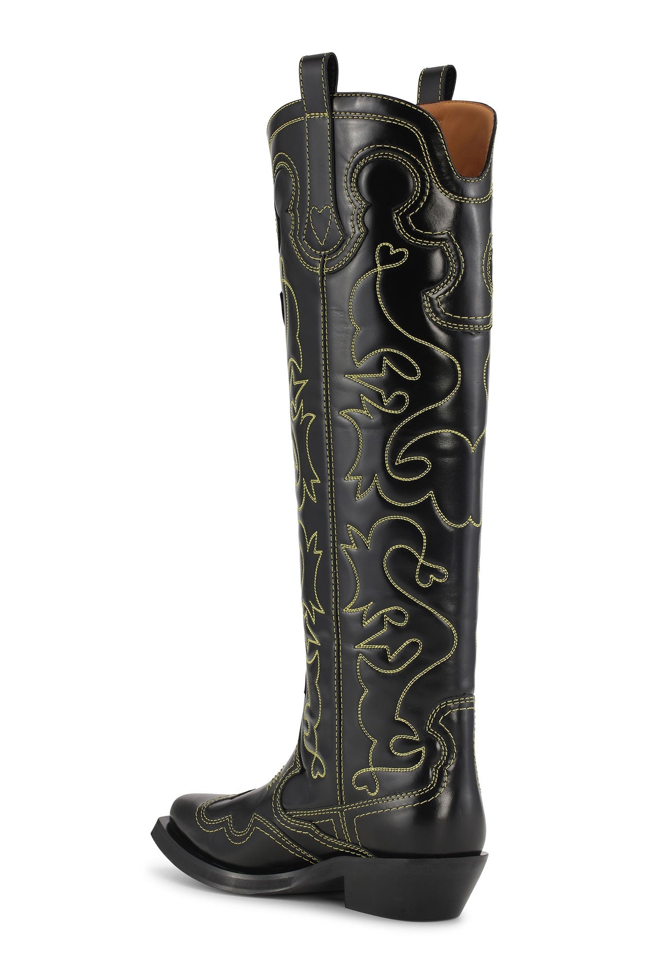 Bottes Western brodées en cuir - Black & Yellow