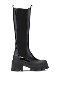 Bottes Chelsea compensées et crantées en cuir - Black