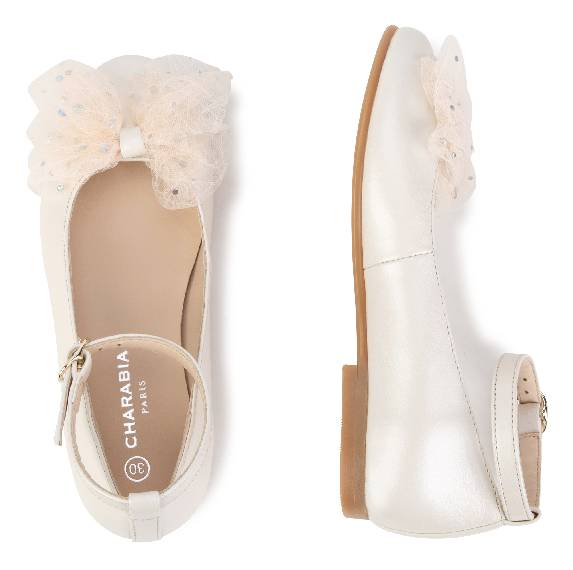 Ballerinas with leather bow - Offwhite