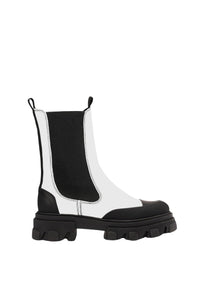 Bottes Chelsea mates en cuir - Egret
