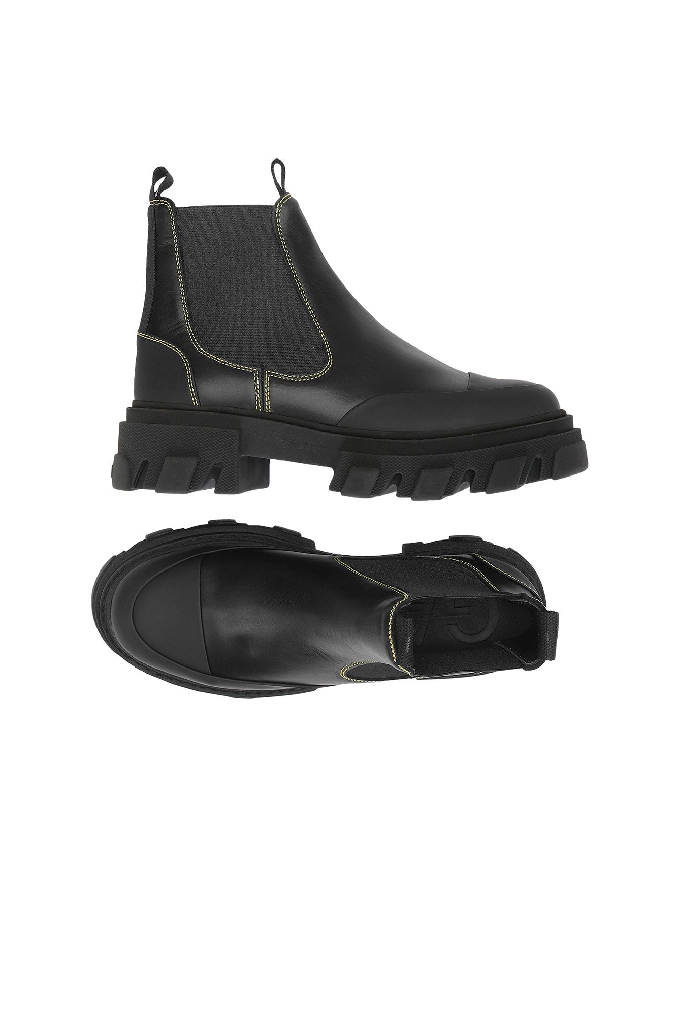 Bottines Chelsea à coutures en cuir - Black