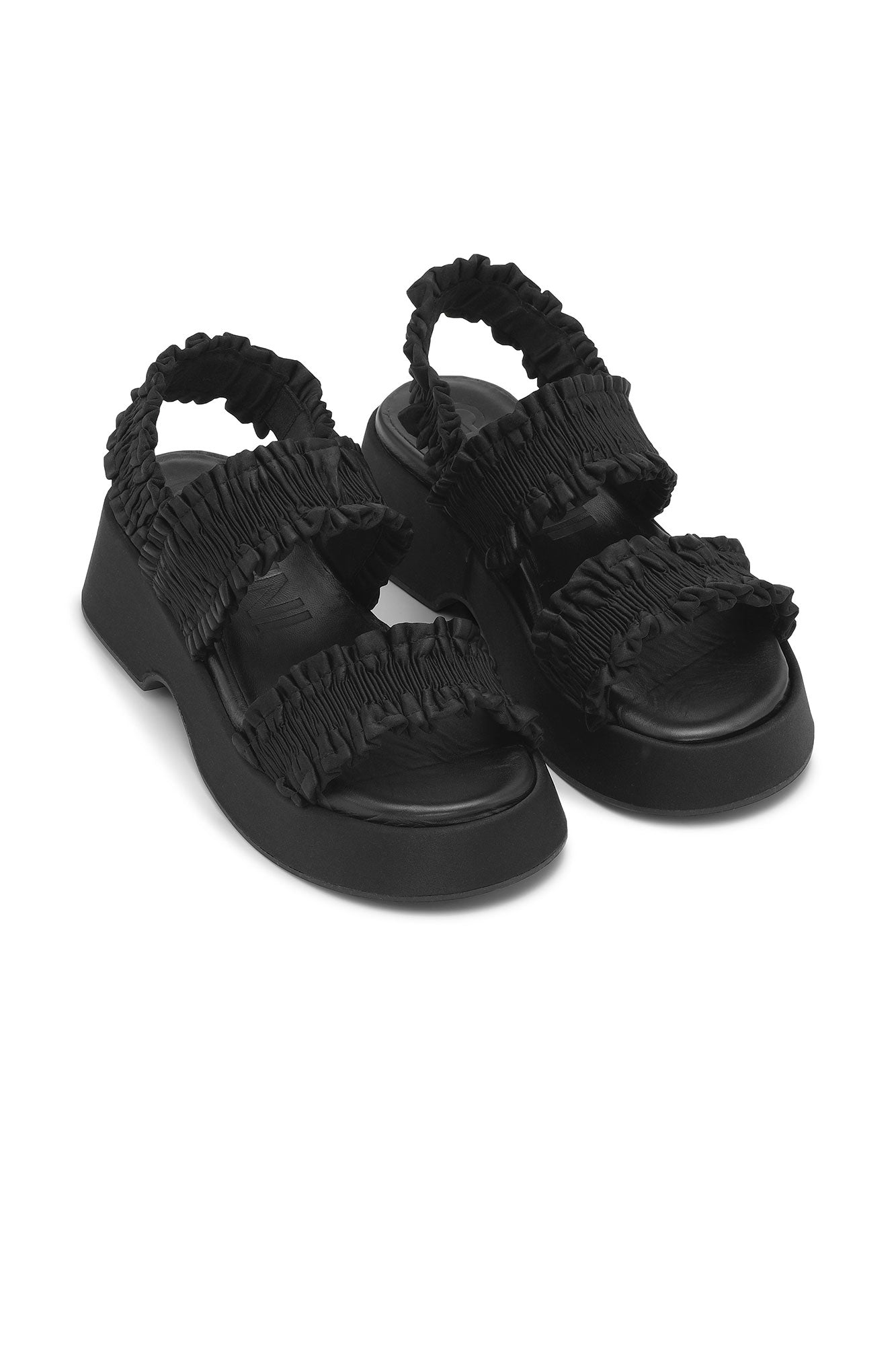 Sandales plates smockées - Black