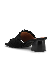 Mules à petit talon smockées - Black