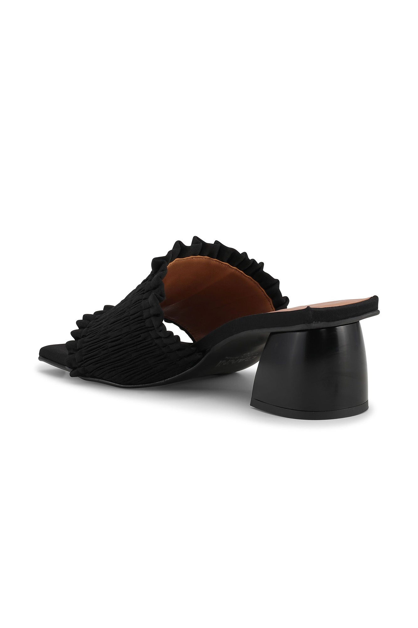 Mules à petit talon smockées - Black