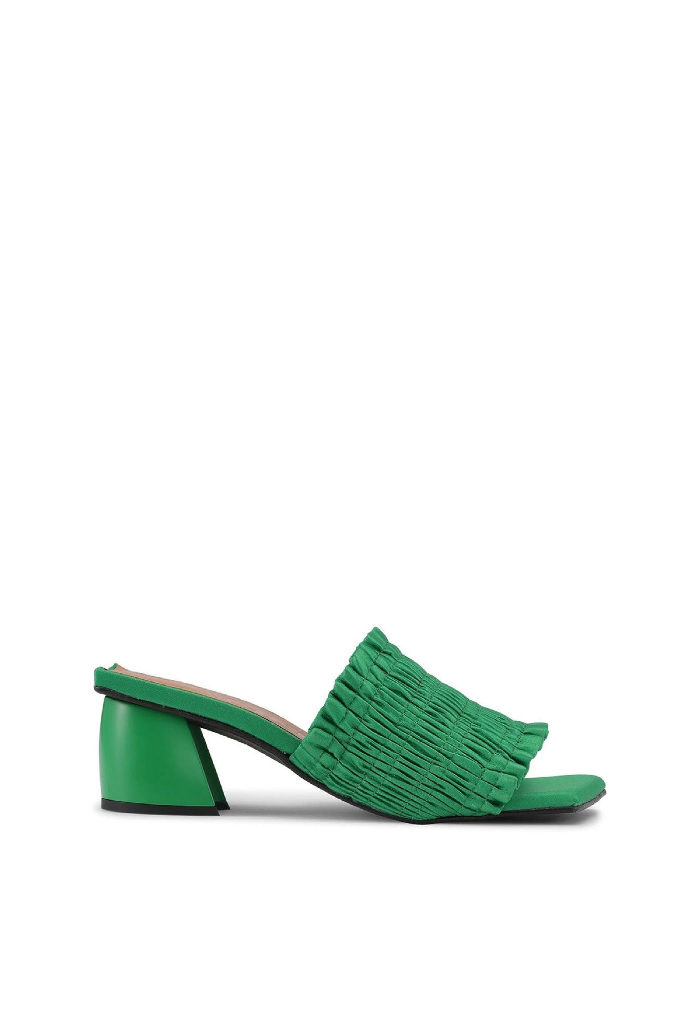 Mules à petit talon smockées - Kelly Green