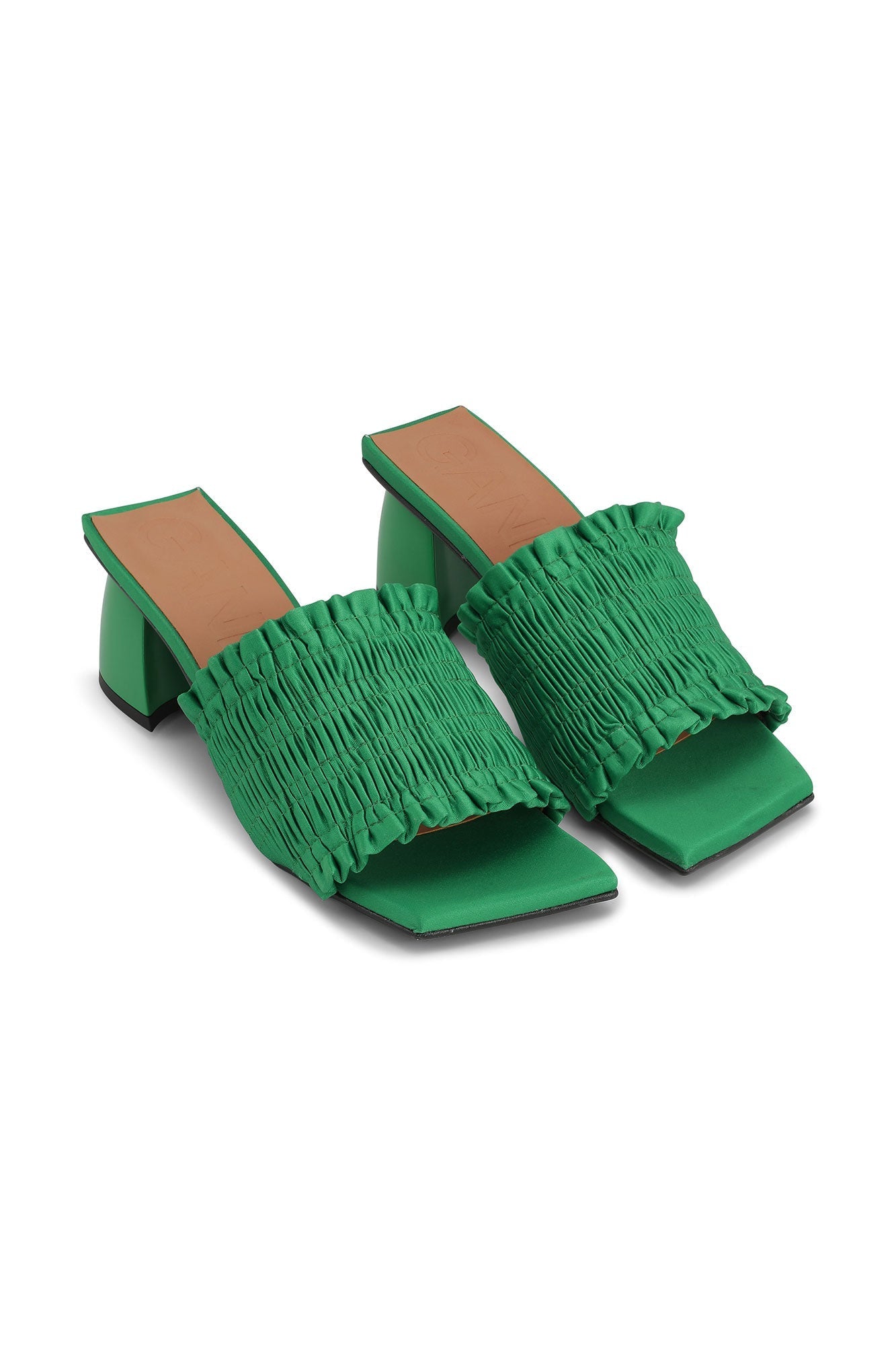 Mules à petit talon smockées - Kelly Green