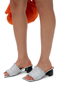 Mules à petit talon smockées - Silver