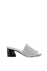 Mules à petit talon smockées - Silver