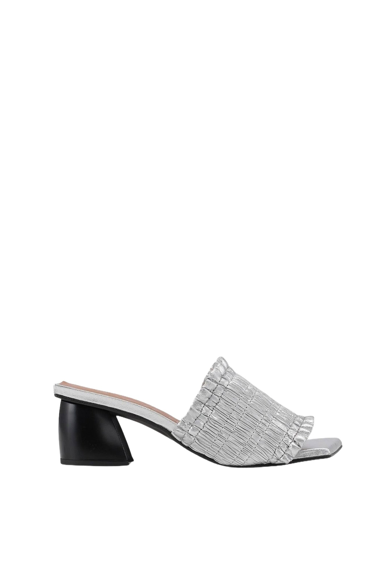 Mules à petit talon smockées - Silver