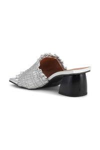 Mules à petit talon smockées - Silver