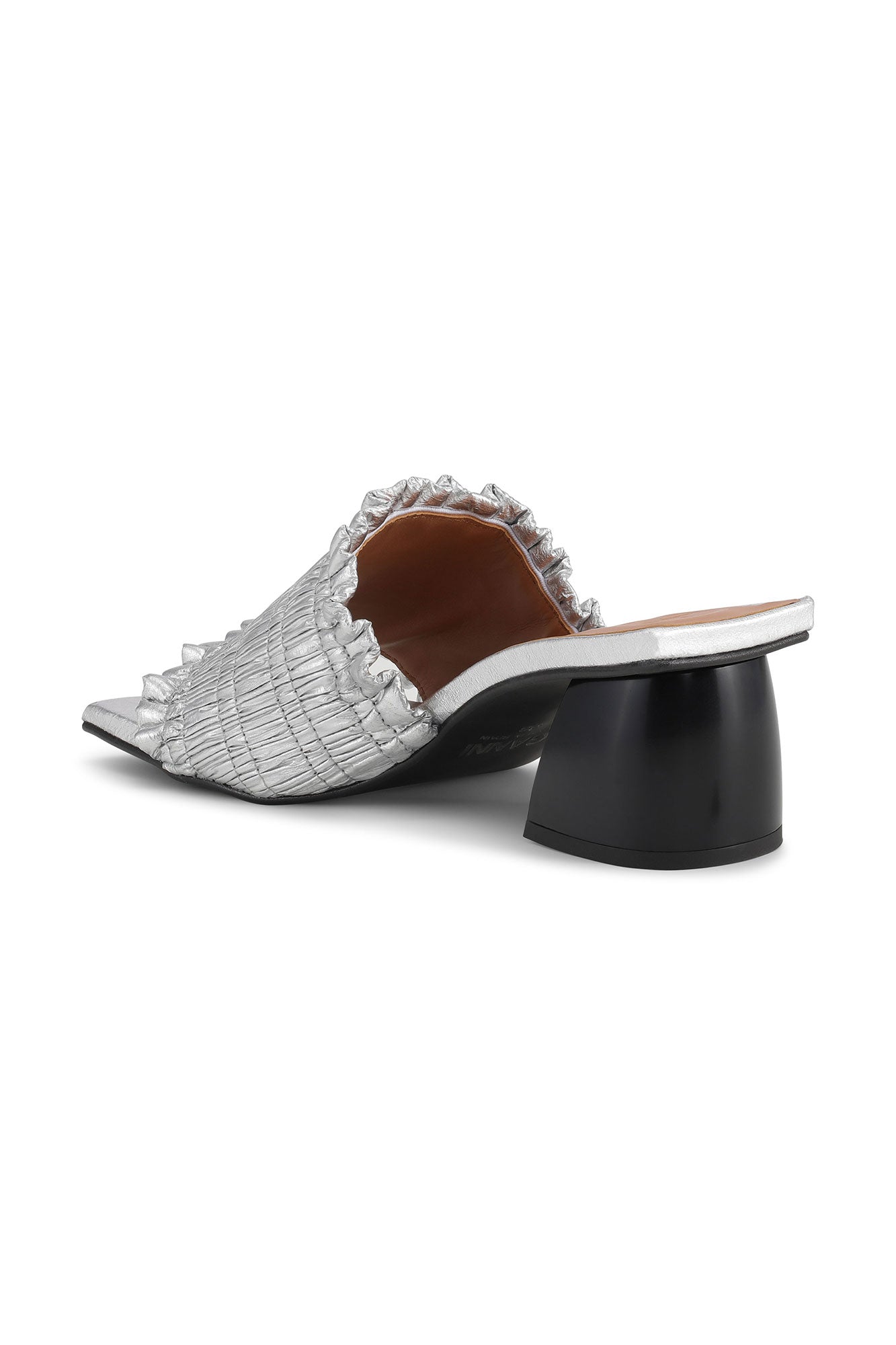 Mules à petit talon smockées - Silver