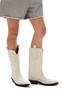 Bottes brodées en cuir - Egret