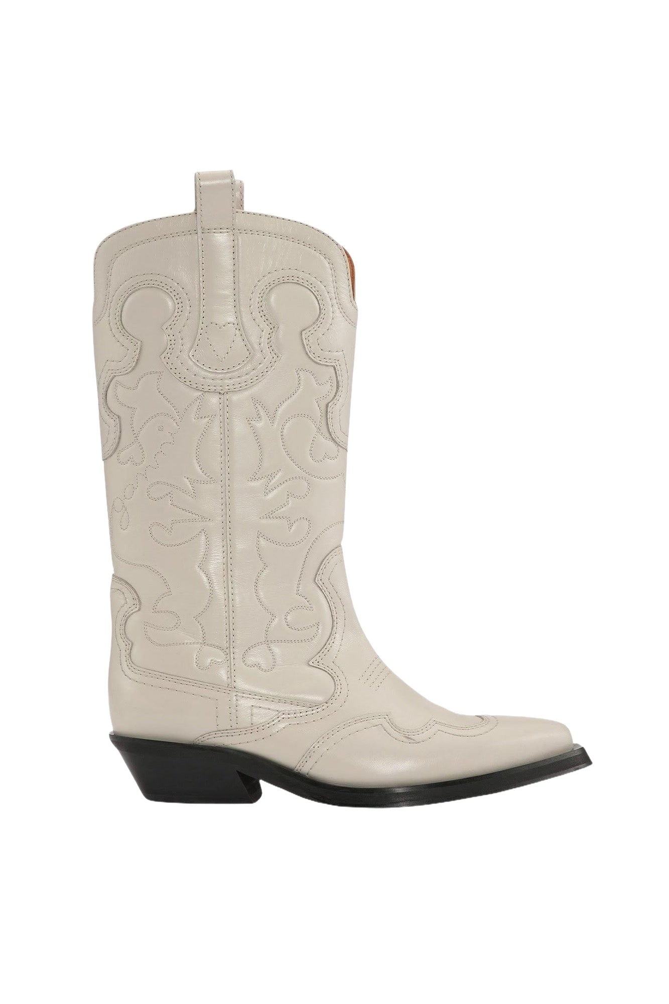 Bottes brodées en cuir - Egret