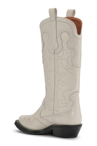 Bottes brodées en cuir - Egret