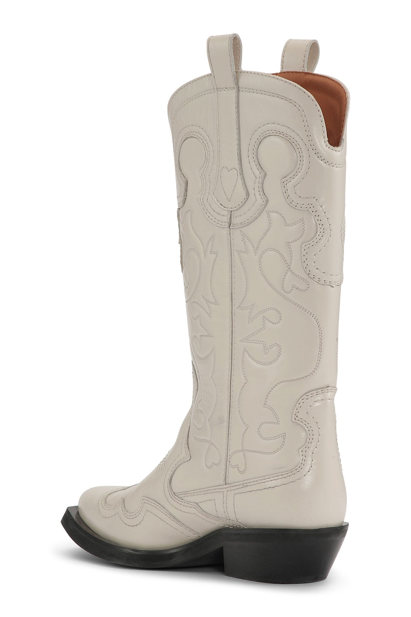 Bottes brodées en cuir - Egret