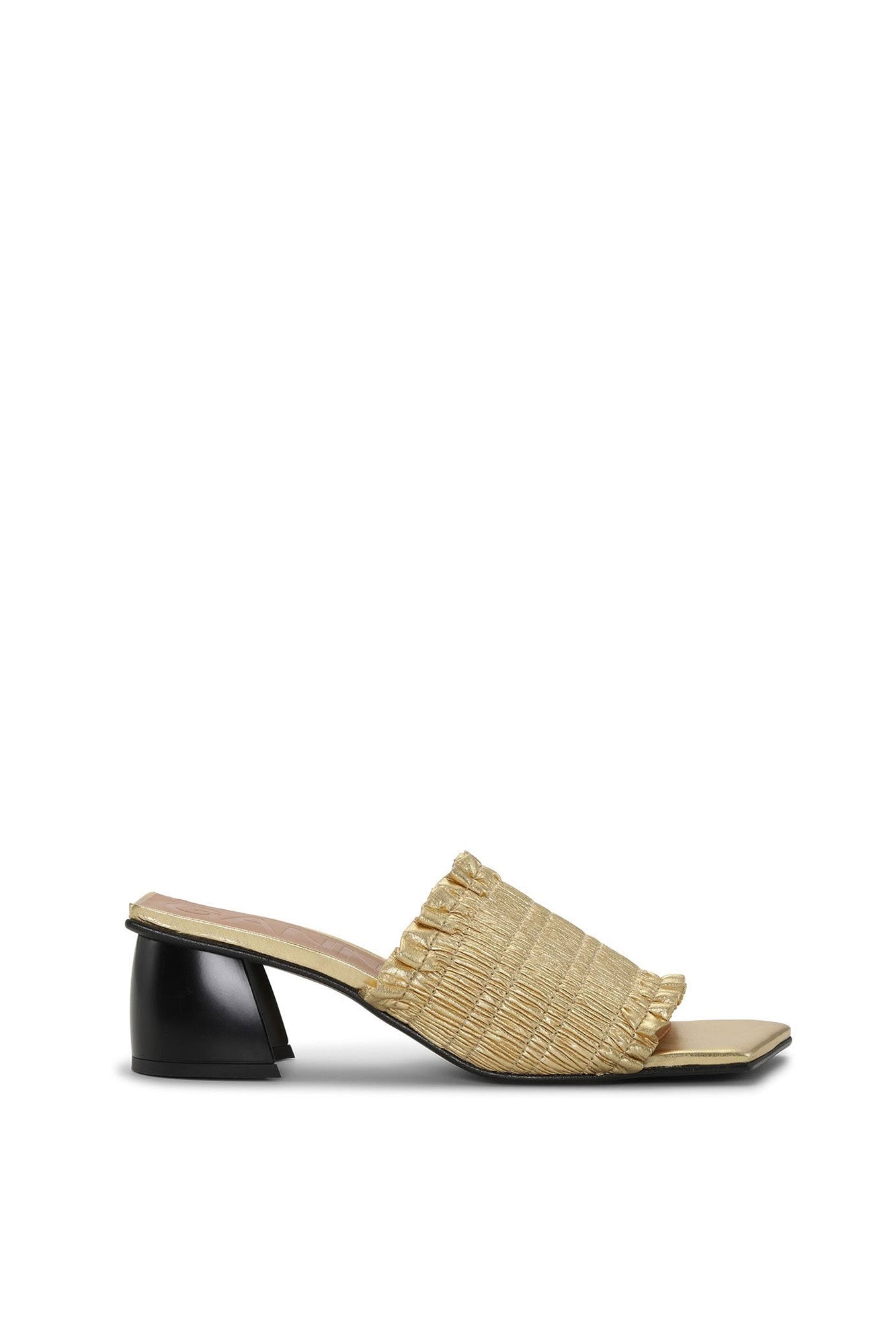 Mules à talons smockées - Gold
