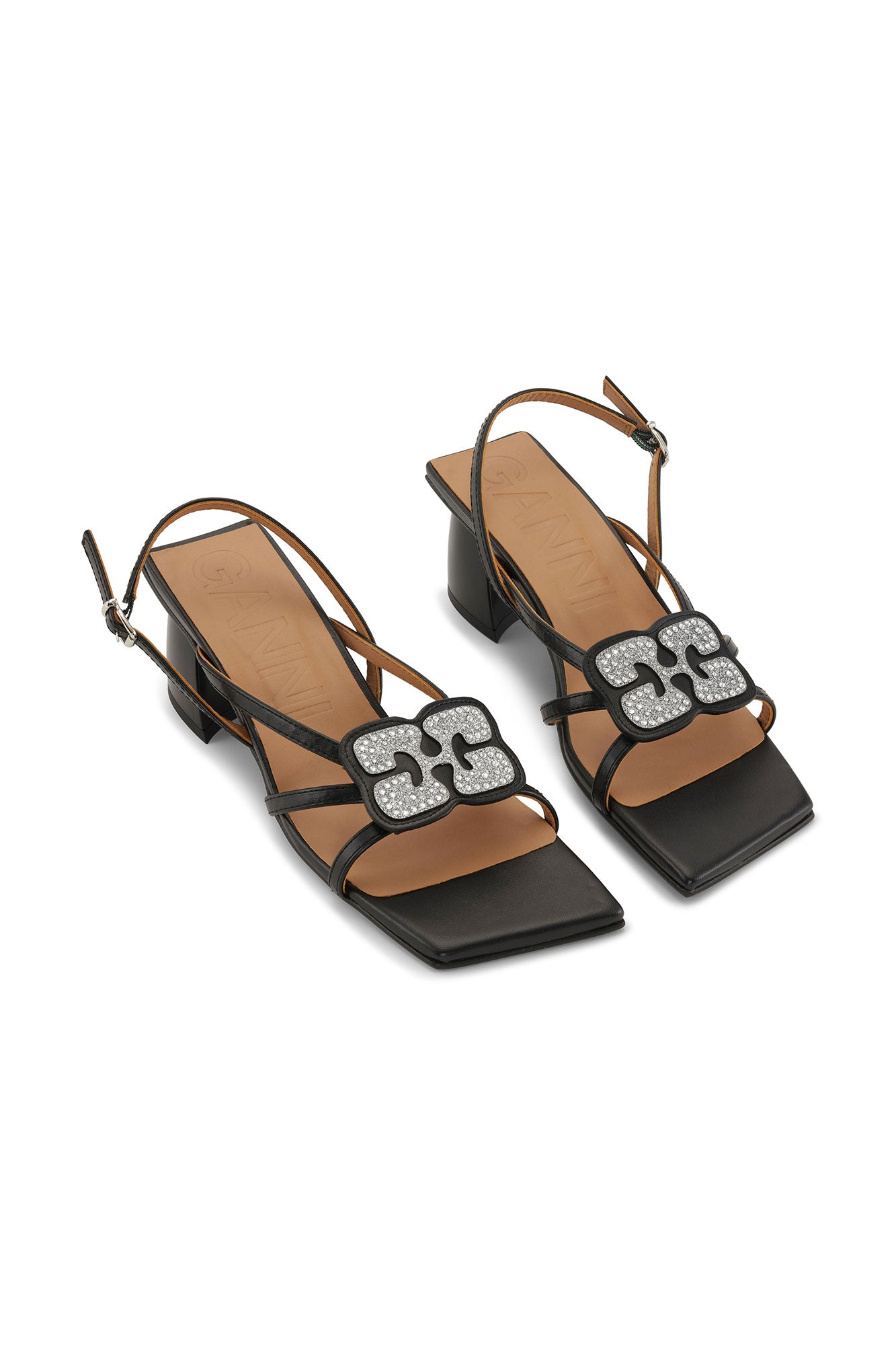 Sandales à talons avec strass - Black