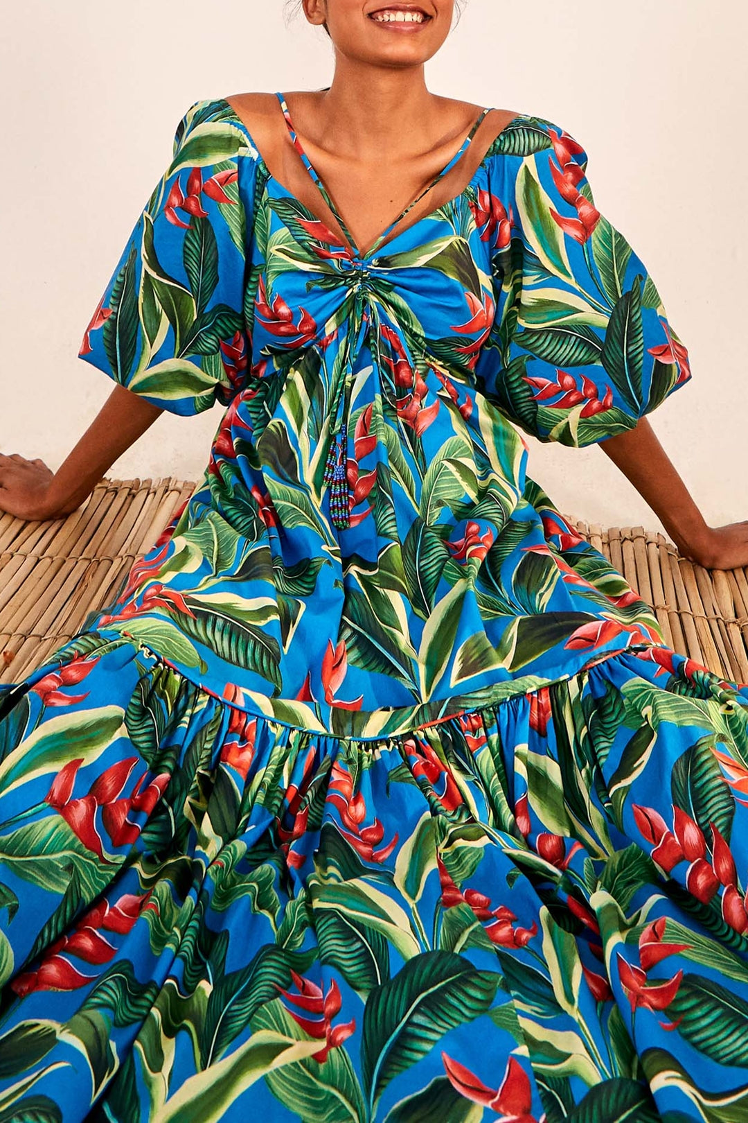 Robe longue Dream Garden - Bleu