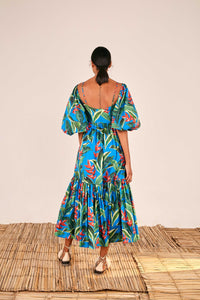 Robe longue Dream Garden - Bleu