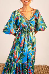 Robe longue Dream Garden - Bleu