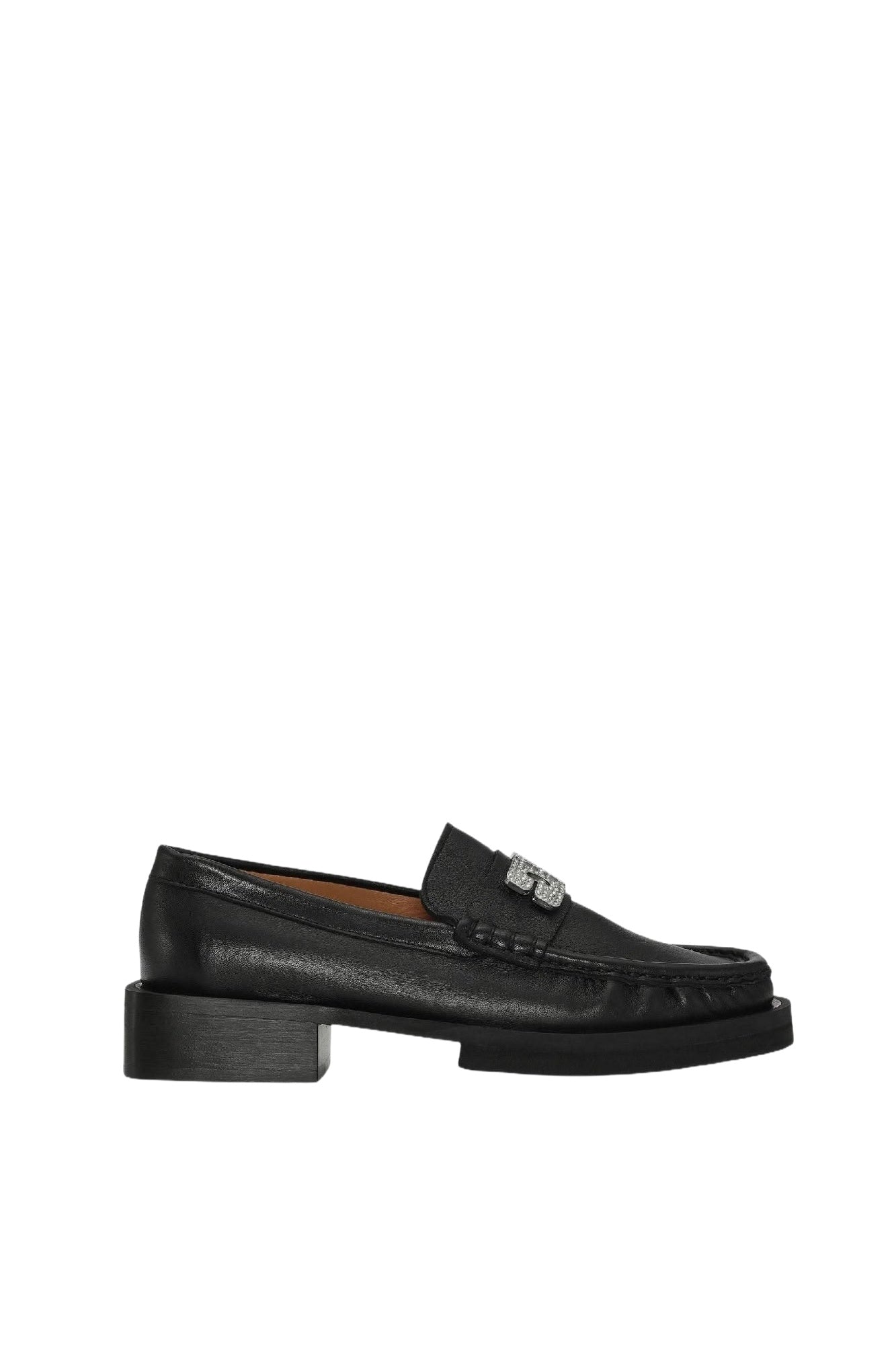 Mocassins à logo et strass en cuir - Black
