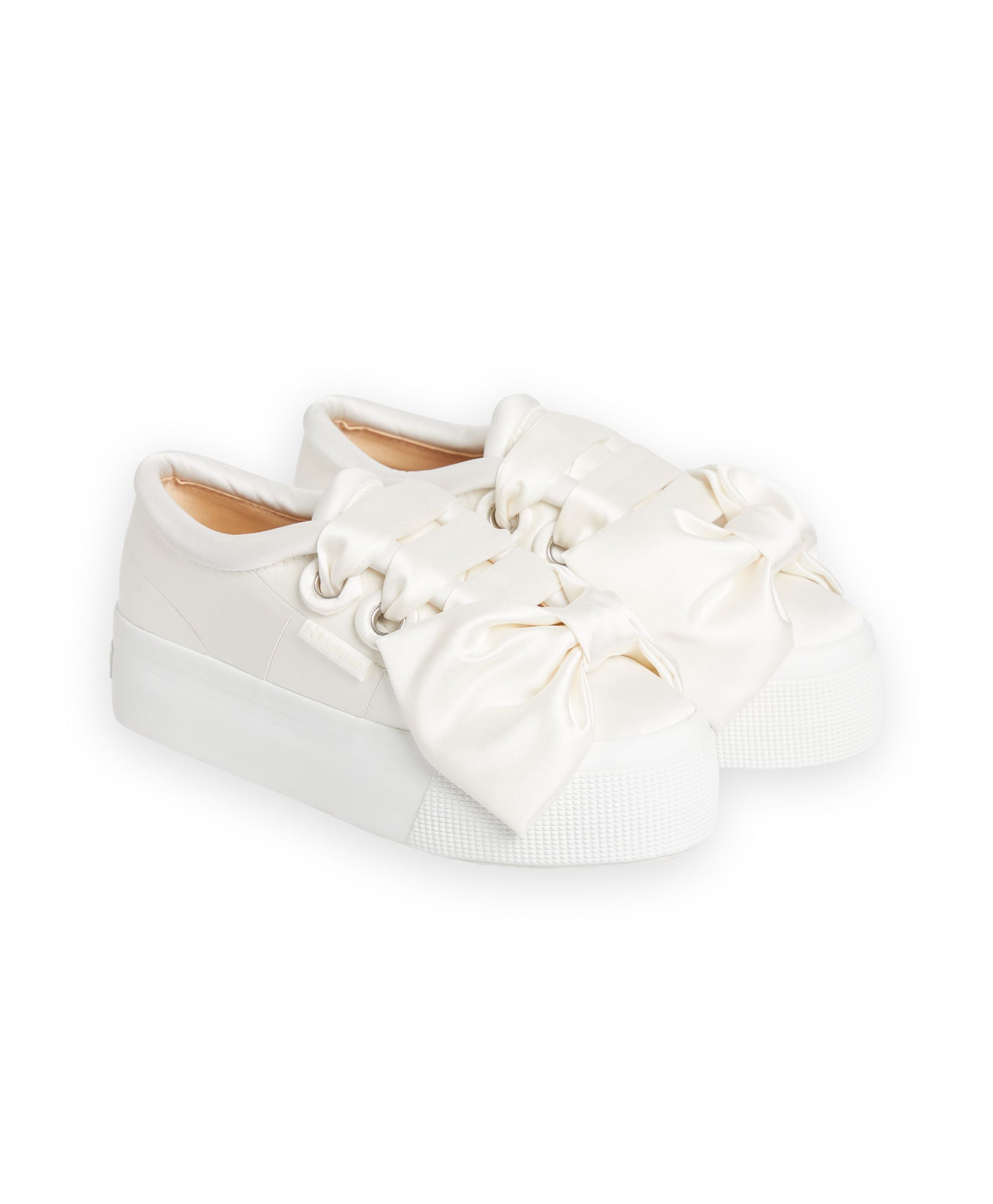 White / SUPERGA WHITE SATIN BOW SNEAKER