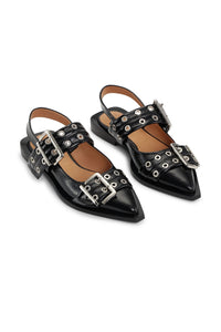 Ballerines à boucles en cuir - Black