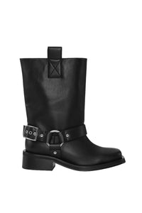 Bottes Biker Mid Shaft en cuir - Black