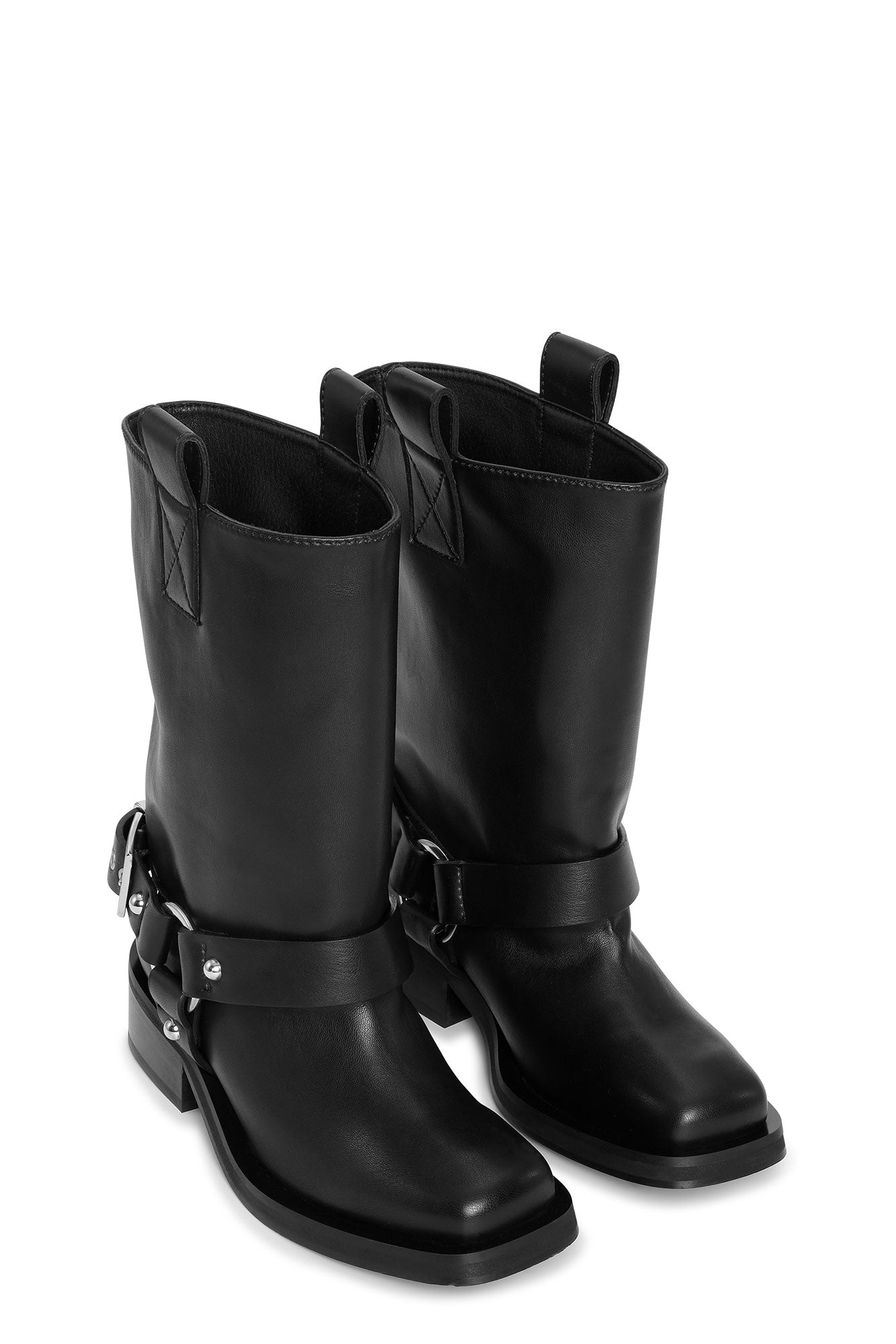 Bottes Biker Mid Shaft en cuir - Black