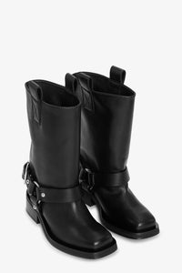 Bottes Biker Mid Shaft en cuir - Black
