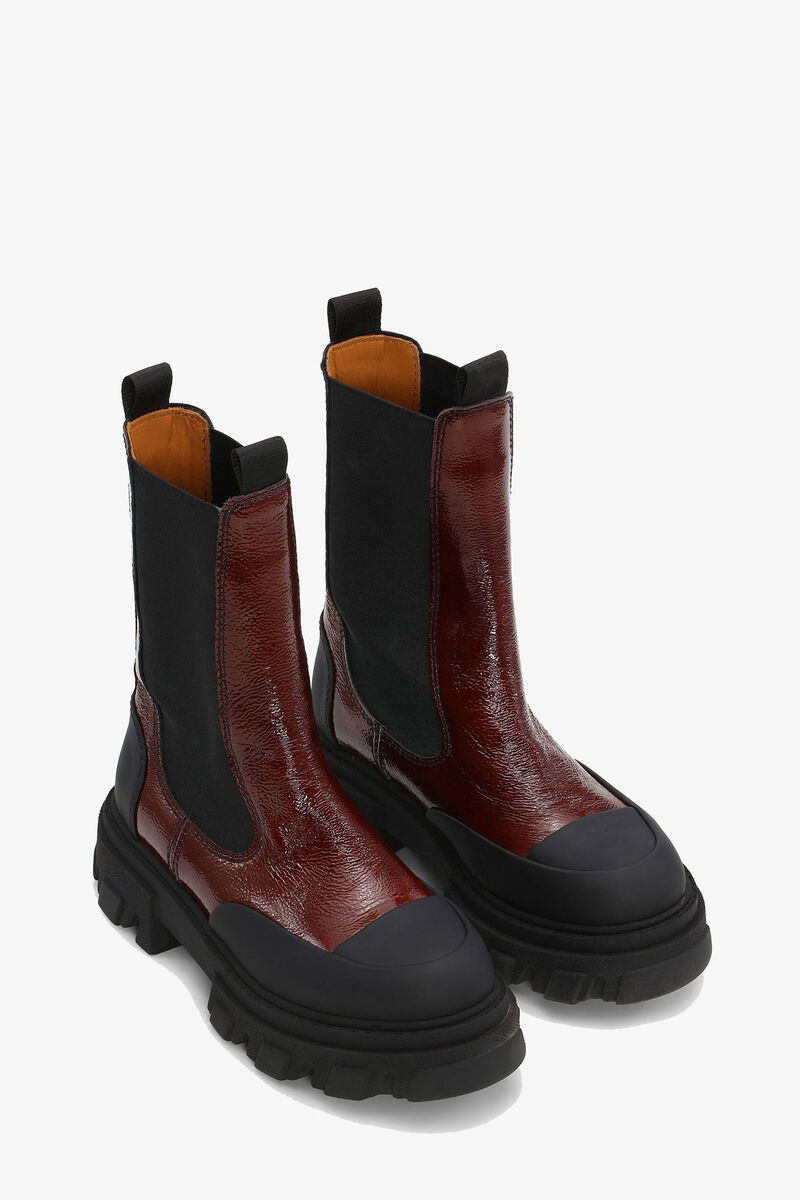 Bottines Chelsea à crampons en cuir - Cognac
