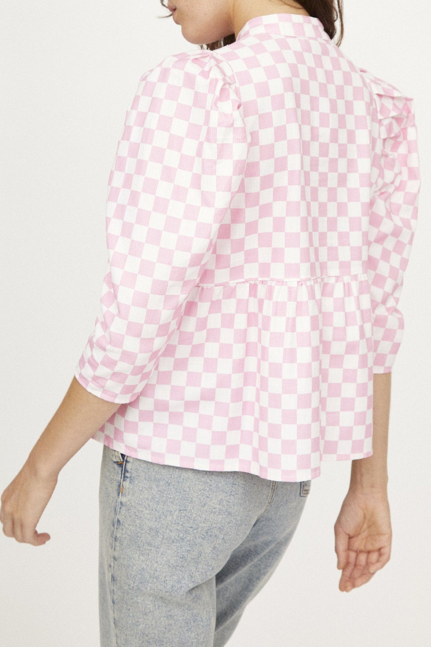 Blouse Away à damier - Candy Pink