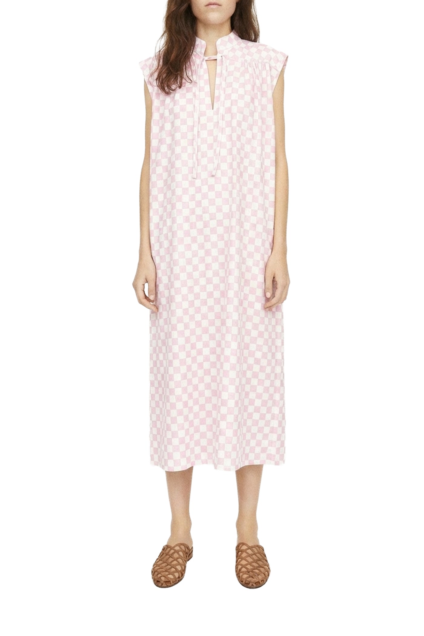 Robe midi Dreamer à damier - Candy Pink