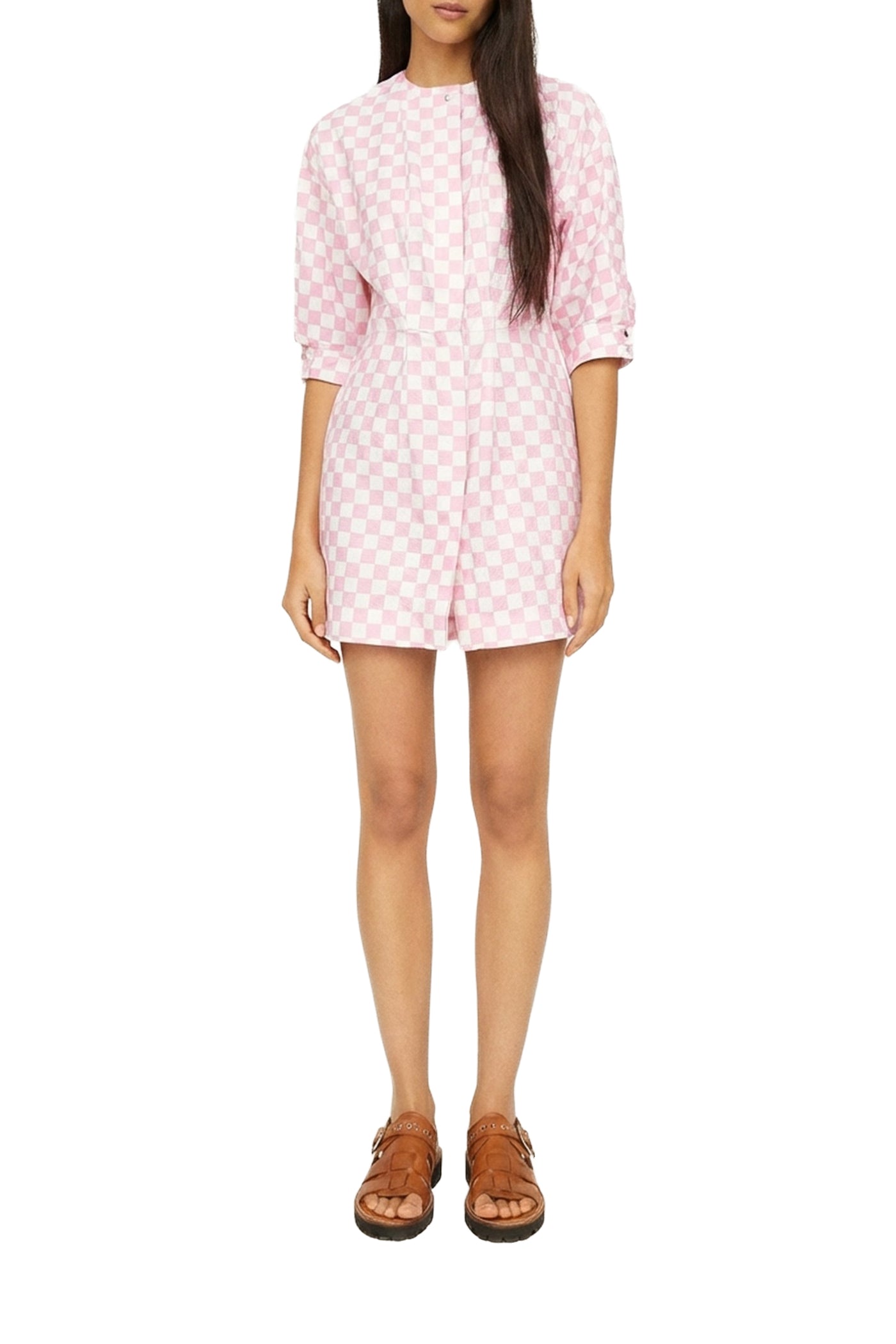 Robe courte Omy à damier - Candy Pink