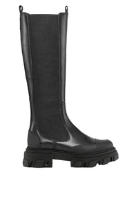 Bottes Chelsea hautes à semelles crantées en cuir - Black