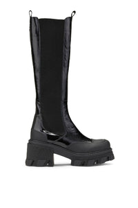 Bottes compensées et crantées en cuir - Black