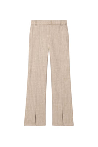 Pantalon Island Chevron en laine et lin - Beige