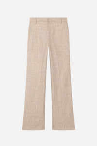 Pantalon Island Chevron en laine et lin - Beige